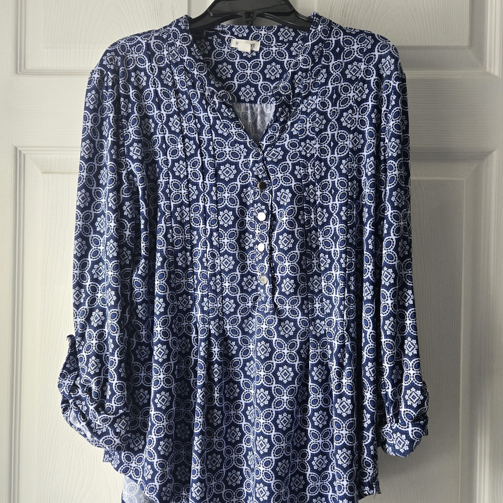 Westport Navy Geometric Women's Blouse
